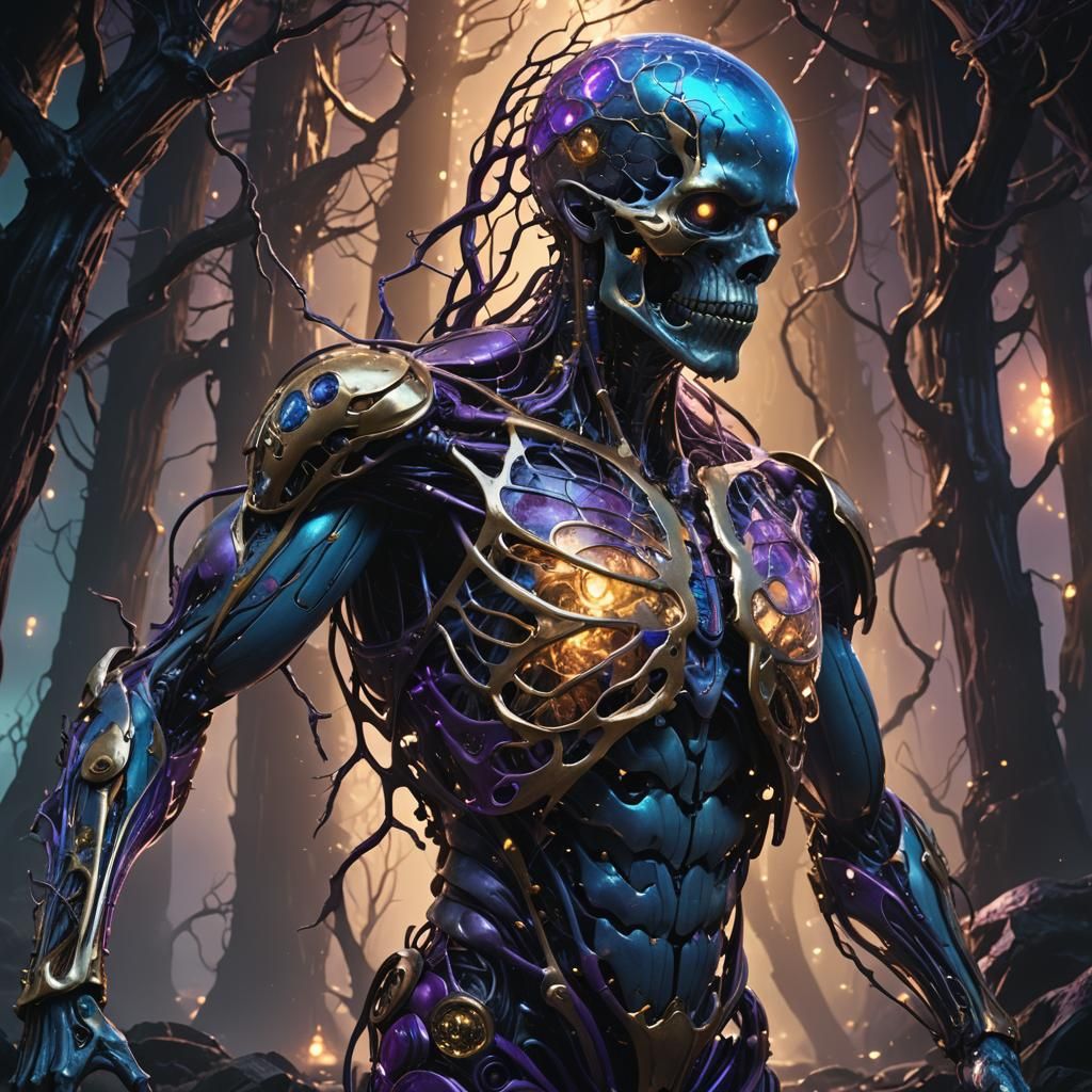 Bioluminescent Anatomical Structure in Dark Fantasy Style