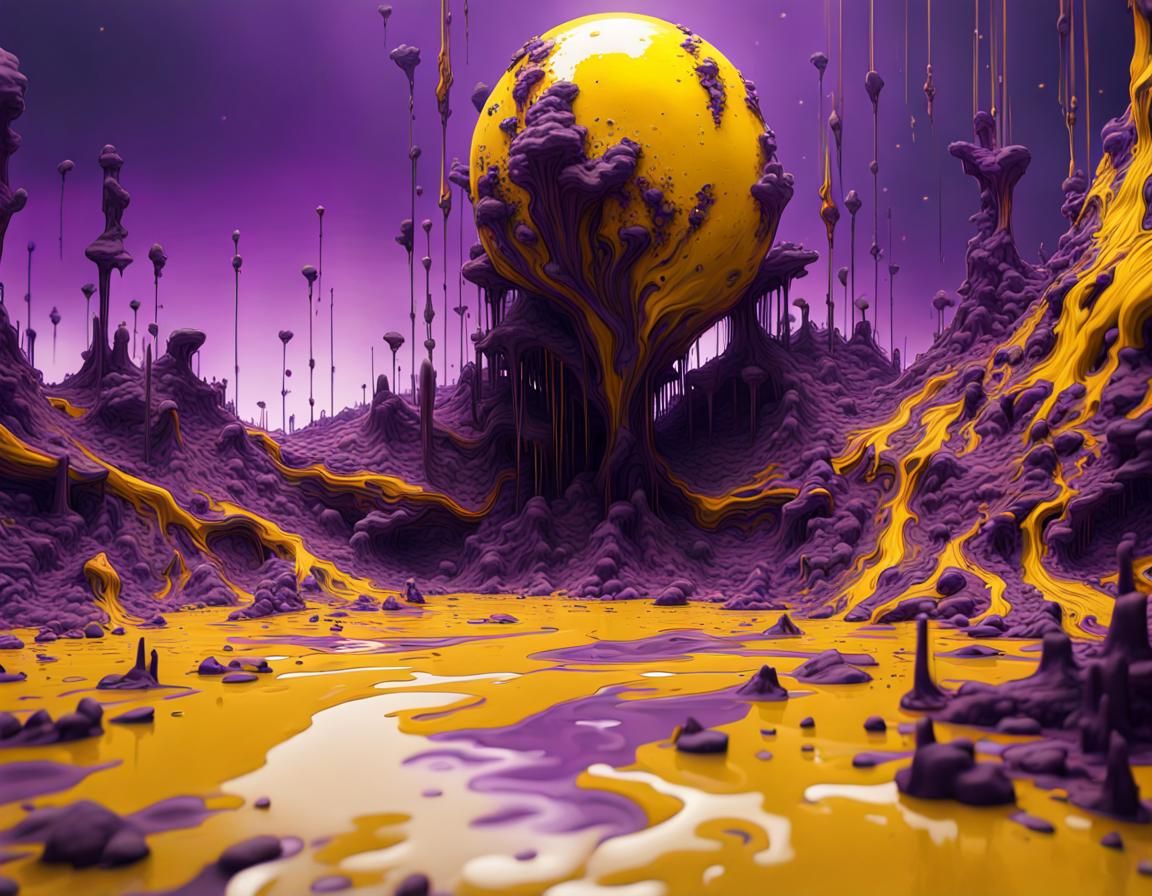 Surreal Glitchcore Landscape in Acrylic and 3D