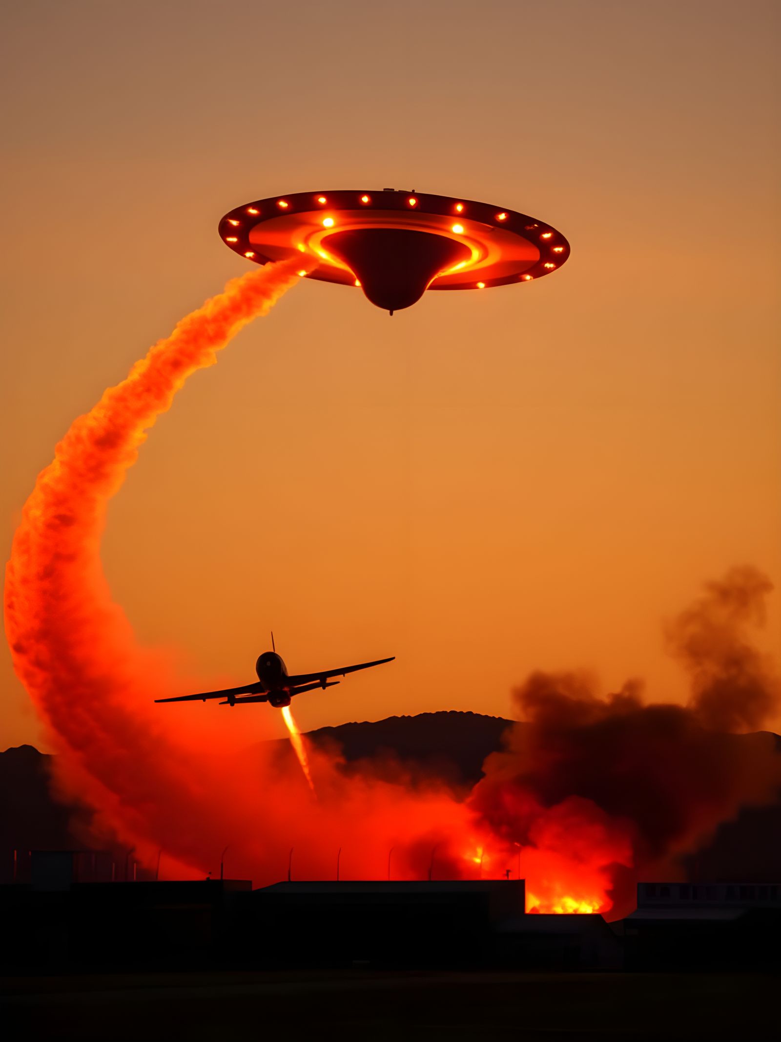 Air Race Crash Featuring UFO at Sunset