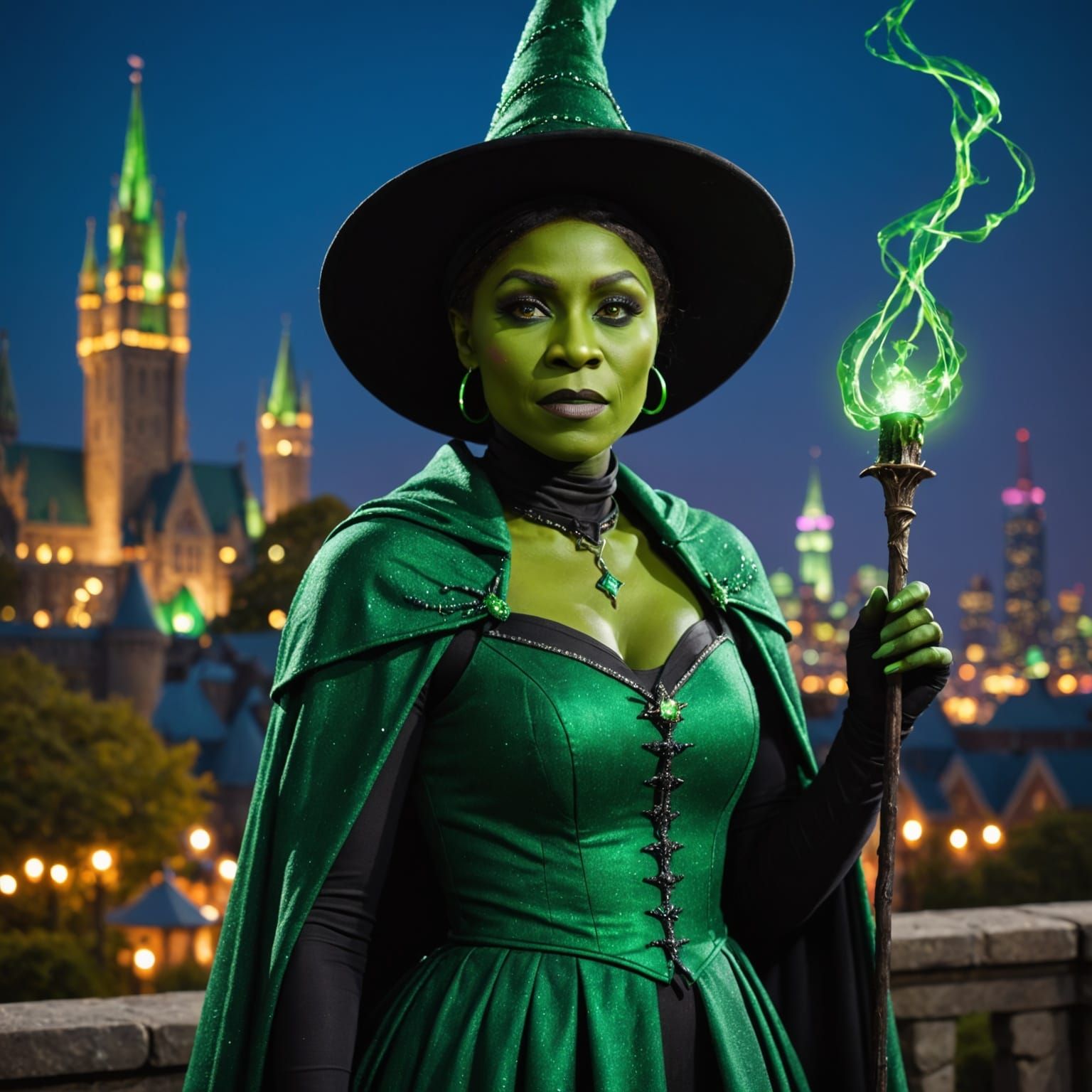 Elphaba from Wicked Soars Above the Emerald City
