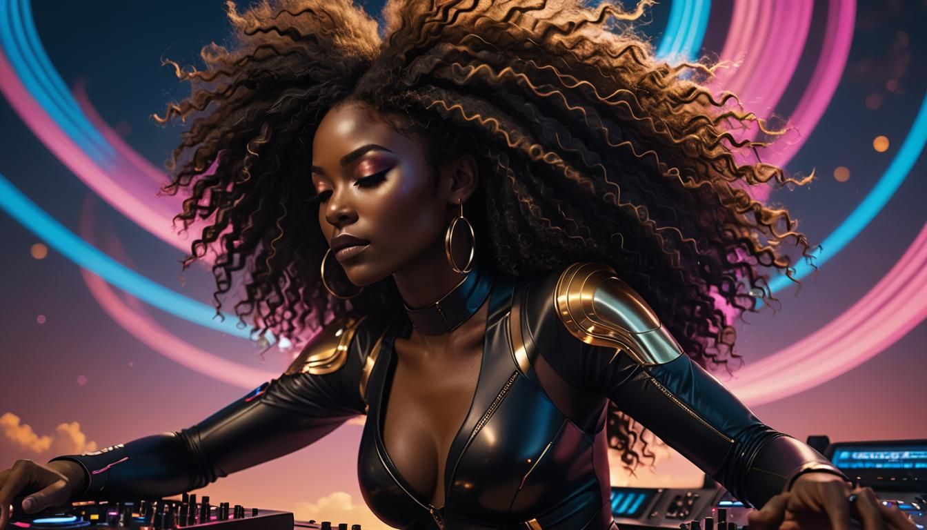 Ecstatic DJ Bathed in Golden Light