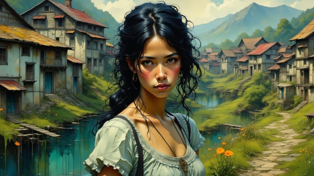 Chabby-Chic Village Portrait in Dynamic Lighting