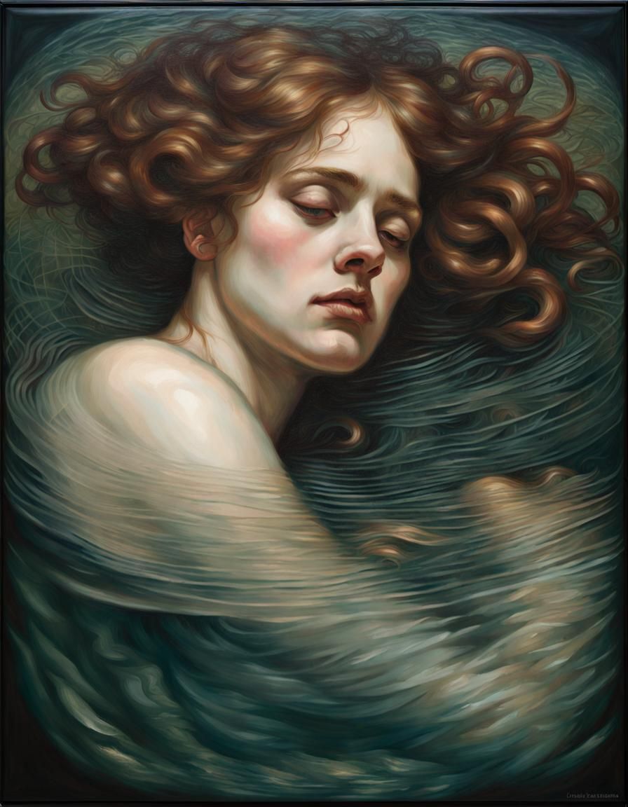 Pixel Art Woman Suspended Over Opaque Surface