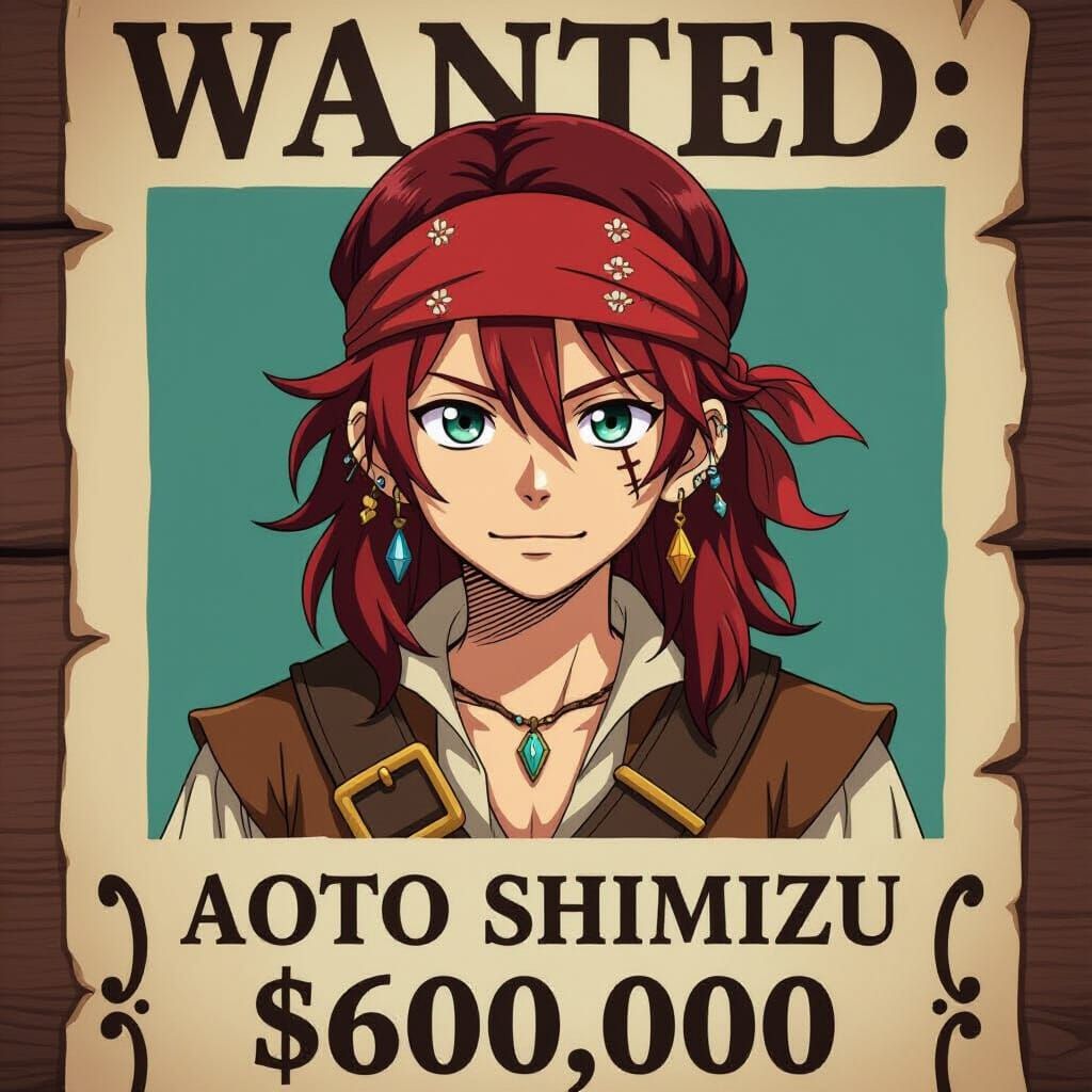Anime Style Pirate Bounty Poster: Aoto Shimizu