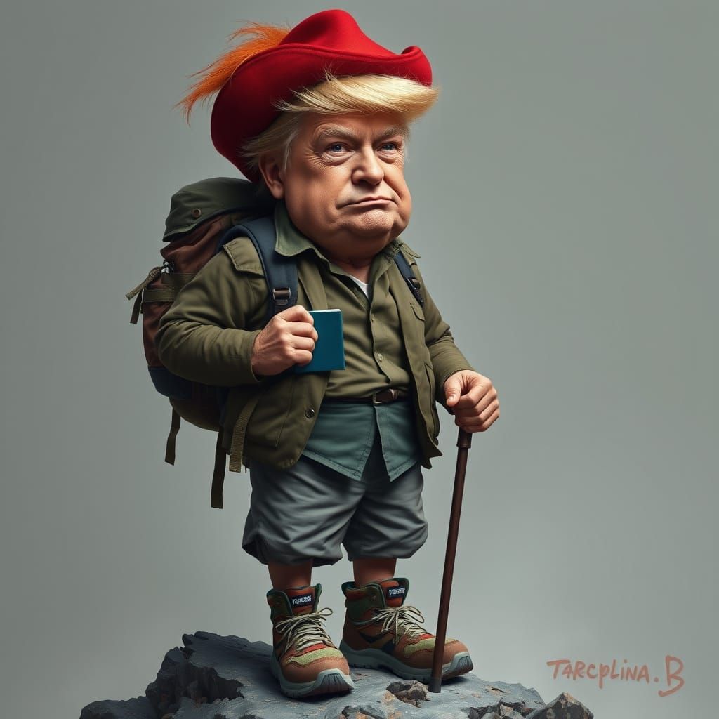 Mountaineer Trump: A Hyper-Detailed Maximalist Digital Paint...
