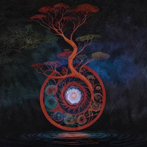 Ethereal Geometric Botanical Dreamscape in Watercolor Style