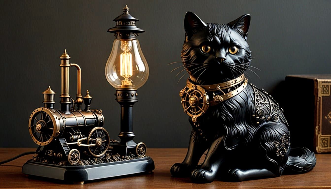 Majestic Chantilly Cat with Steampunk Engine