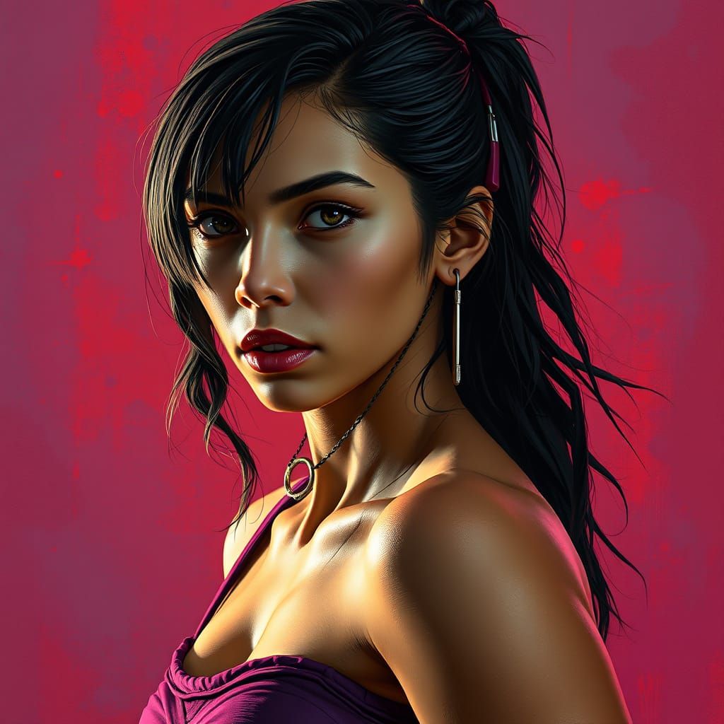 Jenna Ortega as Elektra Natchios in Vibrant Hyper Realism