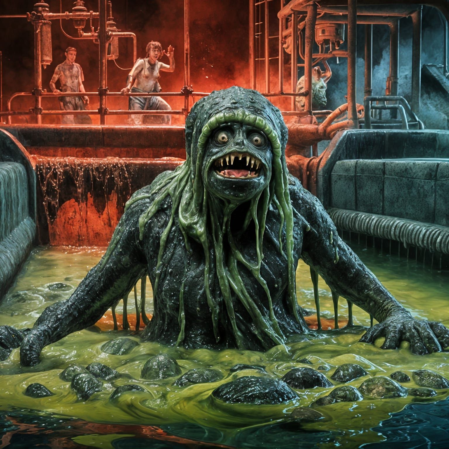 Horror Emerges: Slime Monster at Water Treatment Plant