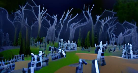 Eerie Graveyard: Spooky Forest of Dead Trees