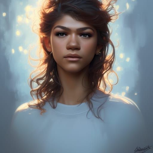 Zendaya Portrait in Art Nouveau Style