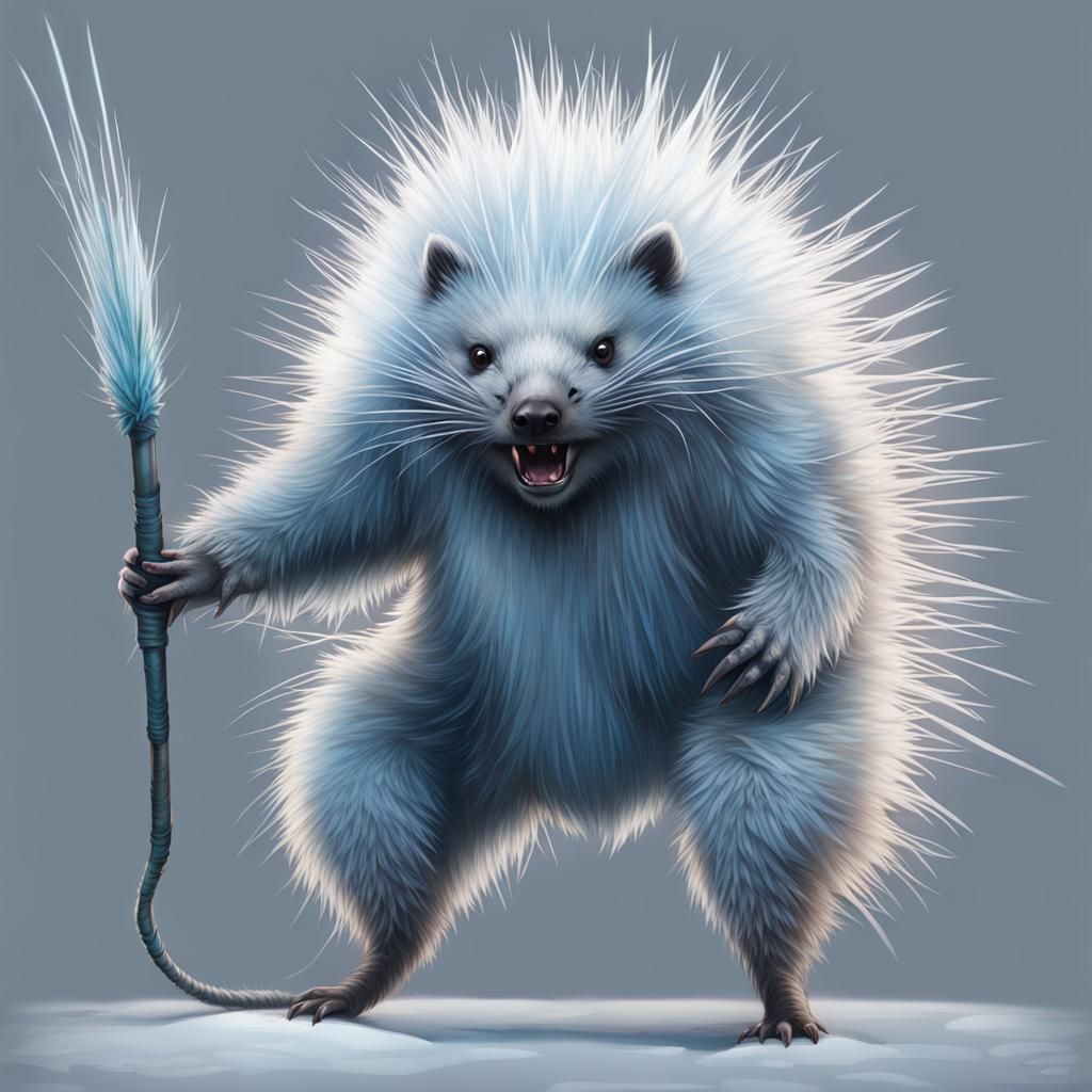 Icy Blue and White Porcupine-Like Creature