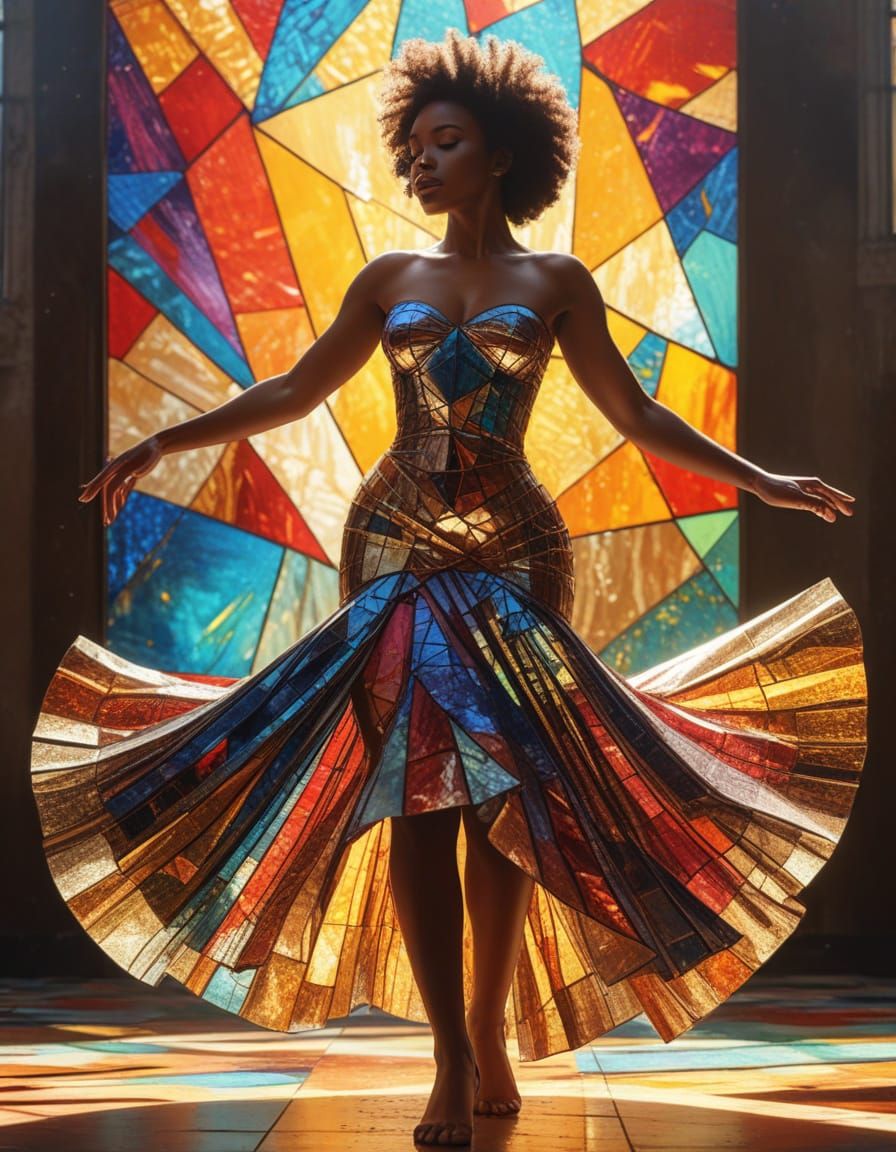 Soulful Dancer in Vibrant Prismatic Light