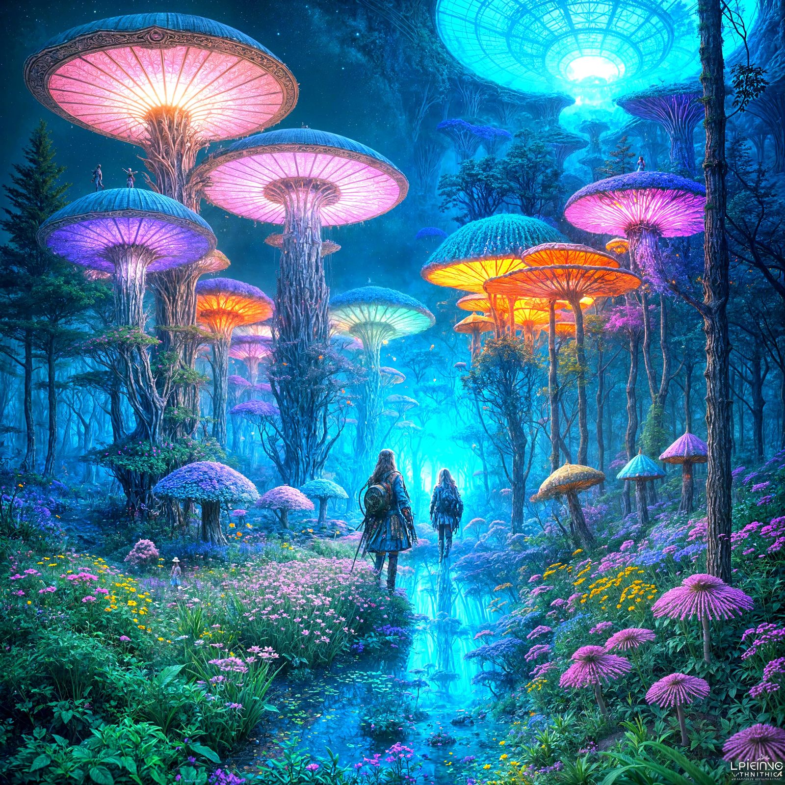 Psychedelic Wonderland Journey in Detailed Digital Painting