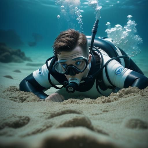 Scuba Diver Sinking in Quicksand: Professional Photography