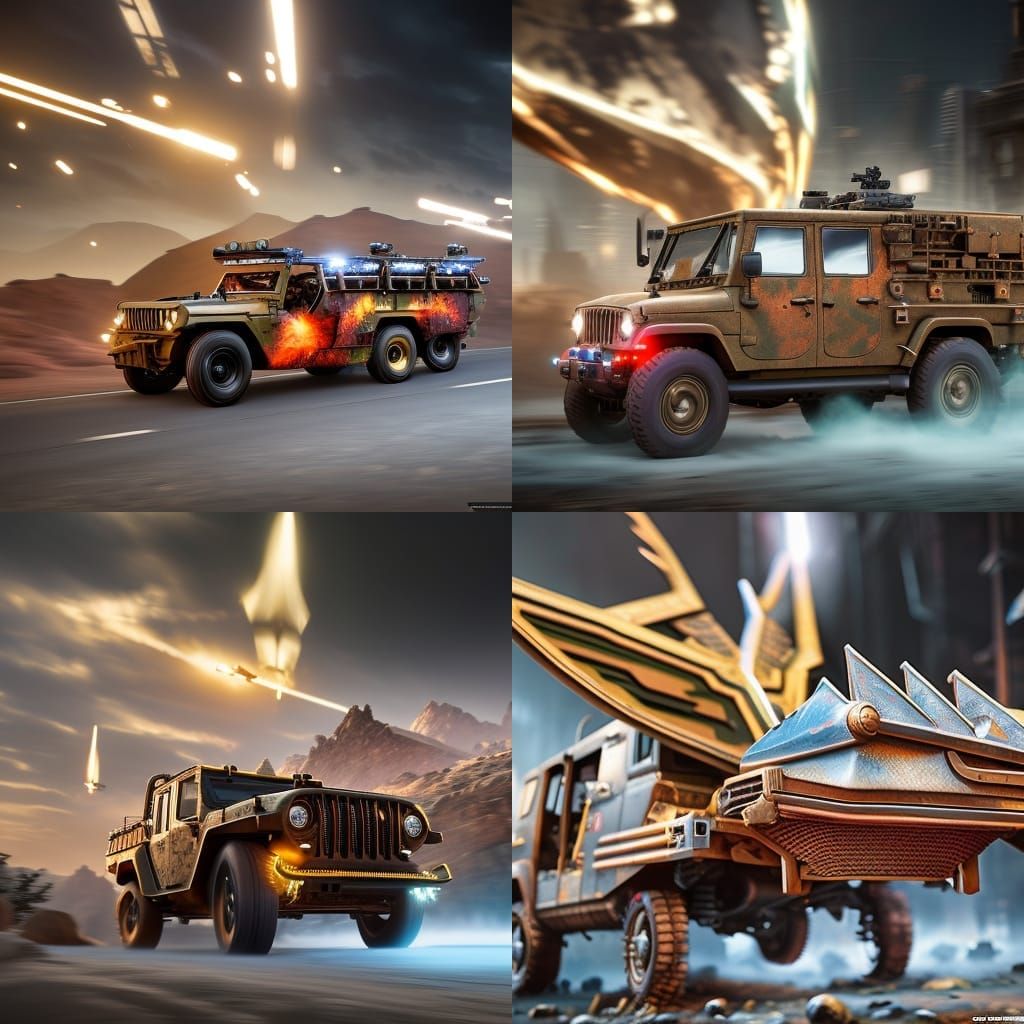 Military Jeep in Dark Fantasy Concept Art