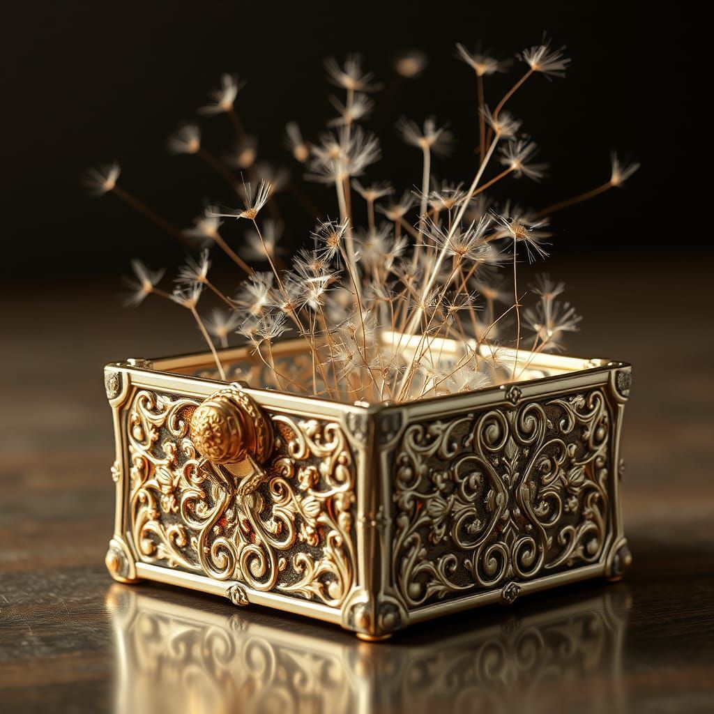 Ornate Mechanical String Box Releases Dandelions