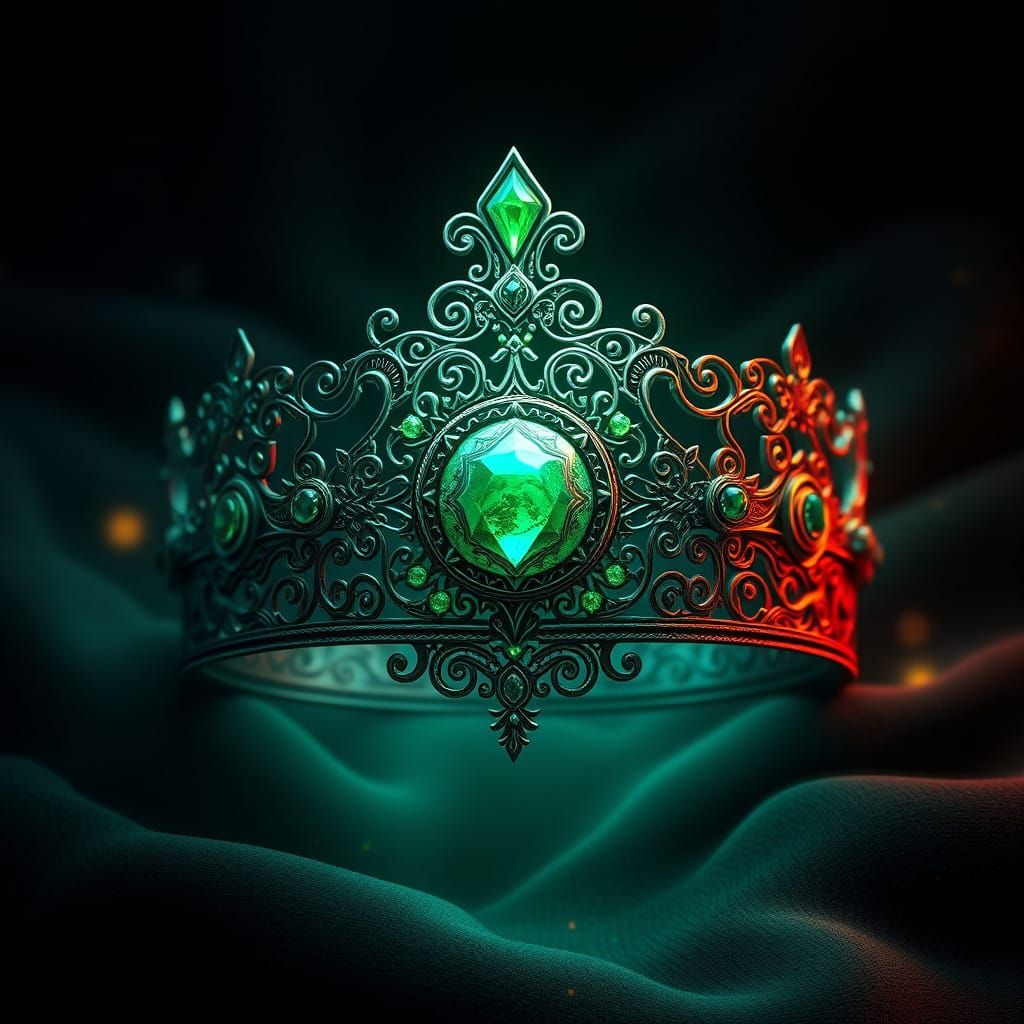 Mystical Emerald Diadem in Fantasy Concept Art Style