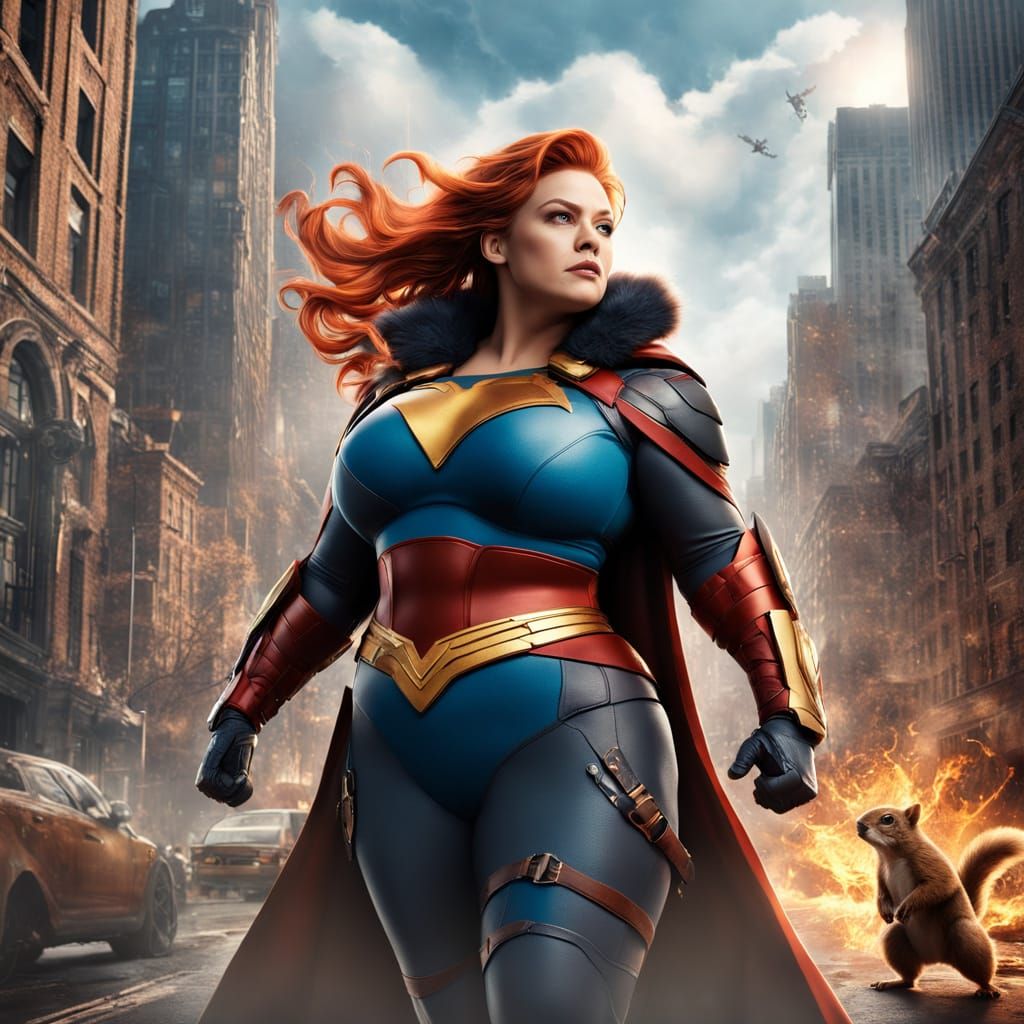 Epic Plus Size Super Heroine in Cinematic Digital Painting