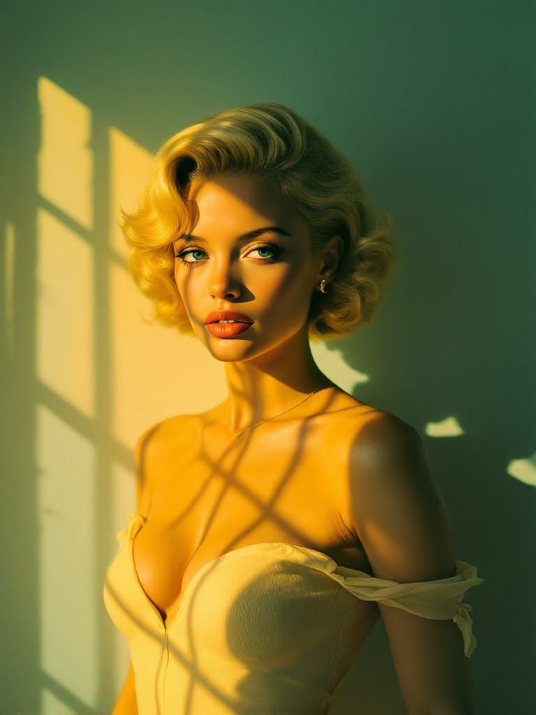 1950s Pin-Up Woman: Warm Light, Bold Shadows