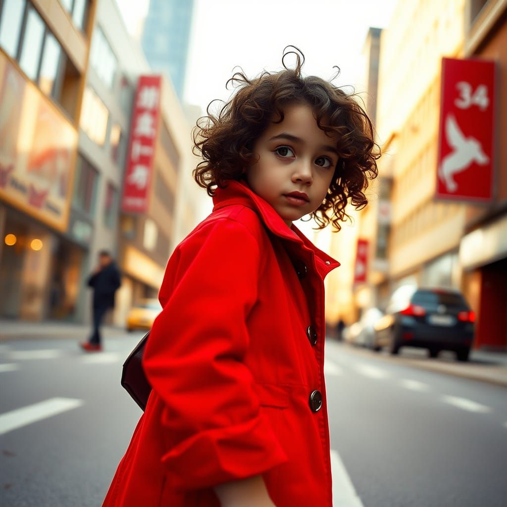 Girl in Red Coat Embodies Quiet Confidence