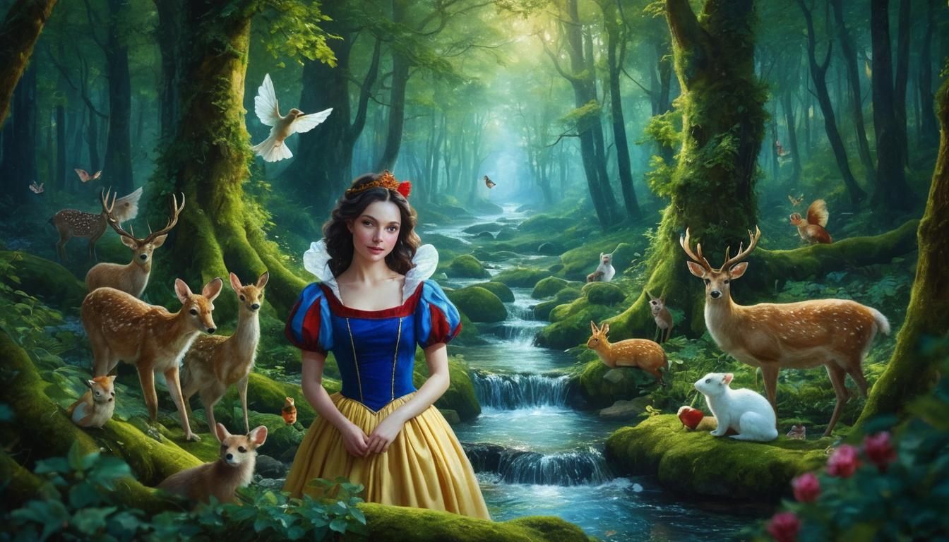 Fairy Tale Woman in Enchanted Forest, Art Nouveau Style