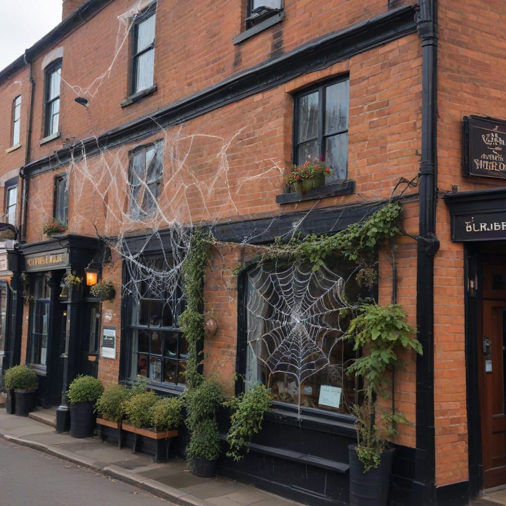 spider webs at the Spider's Web pub on Carr Lane, Grimsby