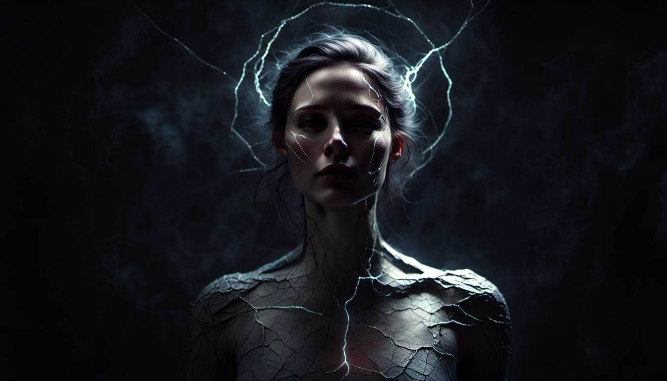 A shadowy female figure