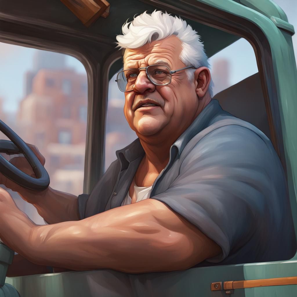 Dusty Rhodes Drives a Garbage Truck: Hyperdetailed Portrait