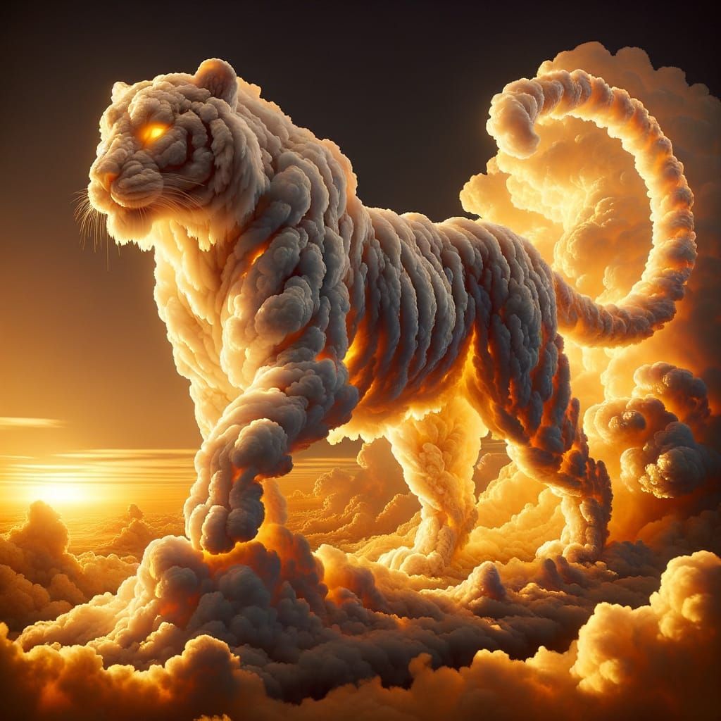 Majestic Cloud Tiger at Golden Sunset