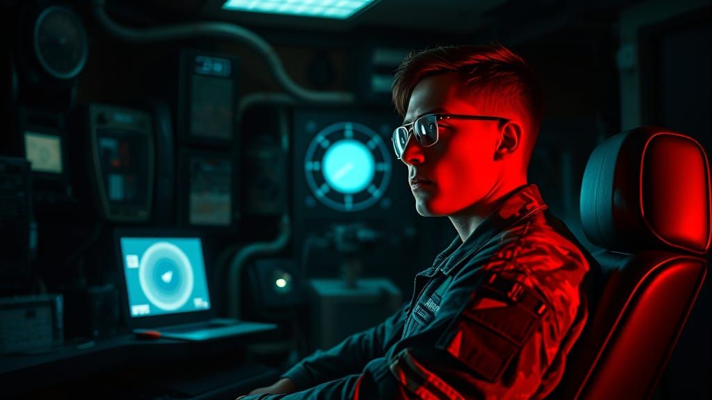 Gritty Military Base Scene in Cinematic Style