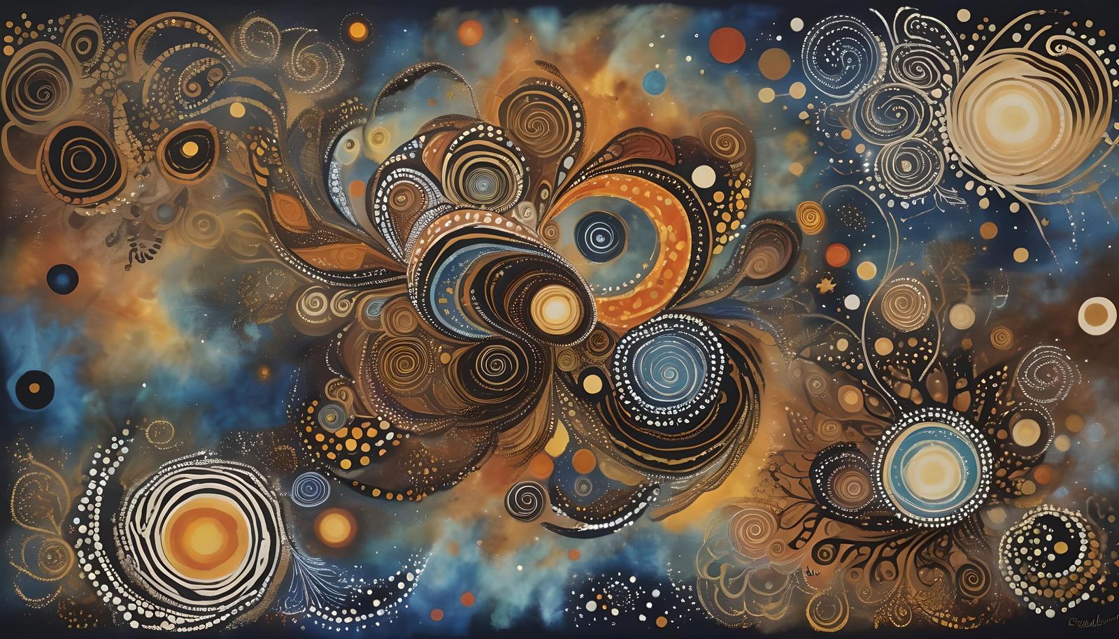 Cosmic Star Cluster with Aboriginal Art Patterns