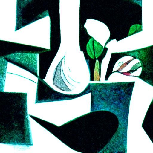 Abstract Cubist Flower Garden Painting