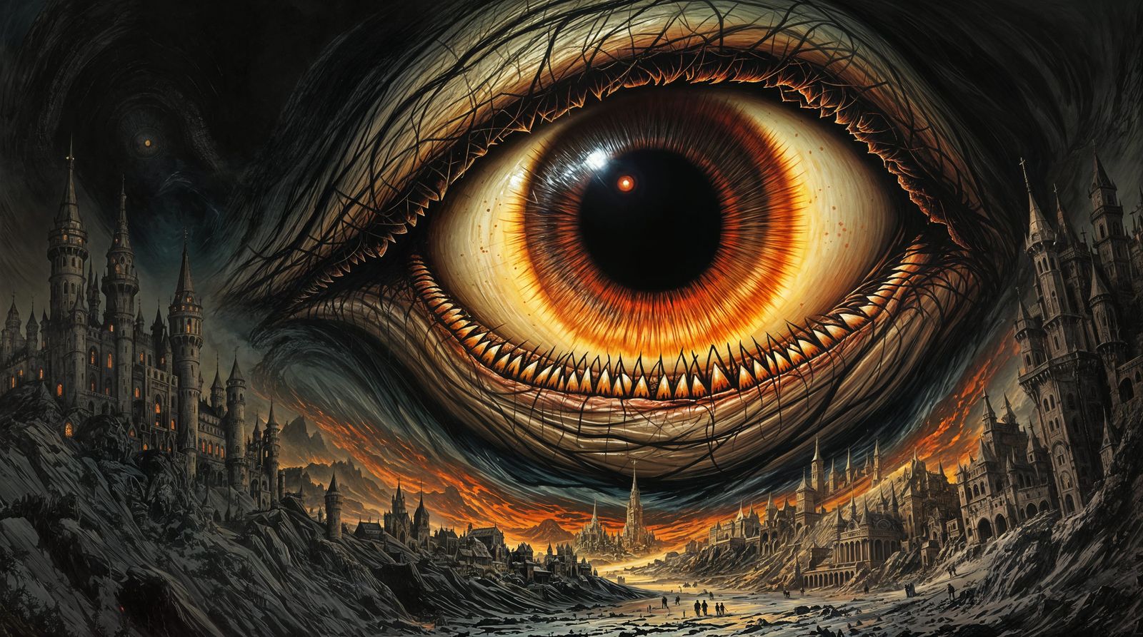 Fantasy Eyeball of Doom in Dark Frazetta Style
