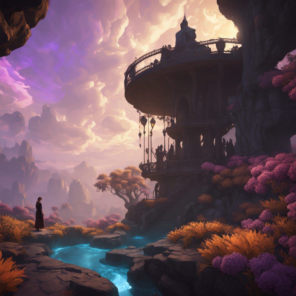 Floating Island: Dark Fantasy Surrealism in 8K