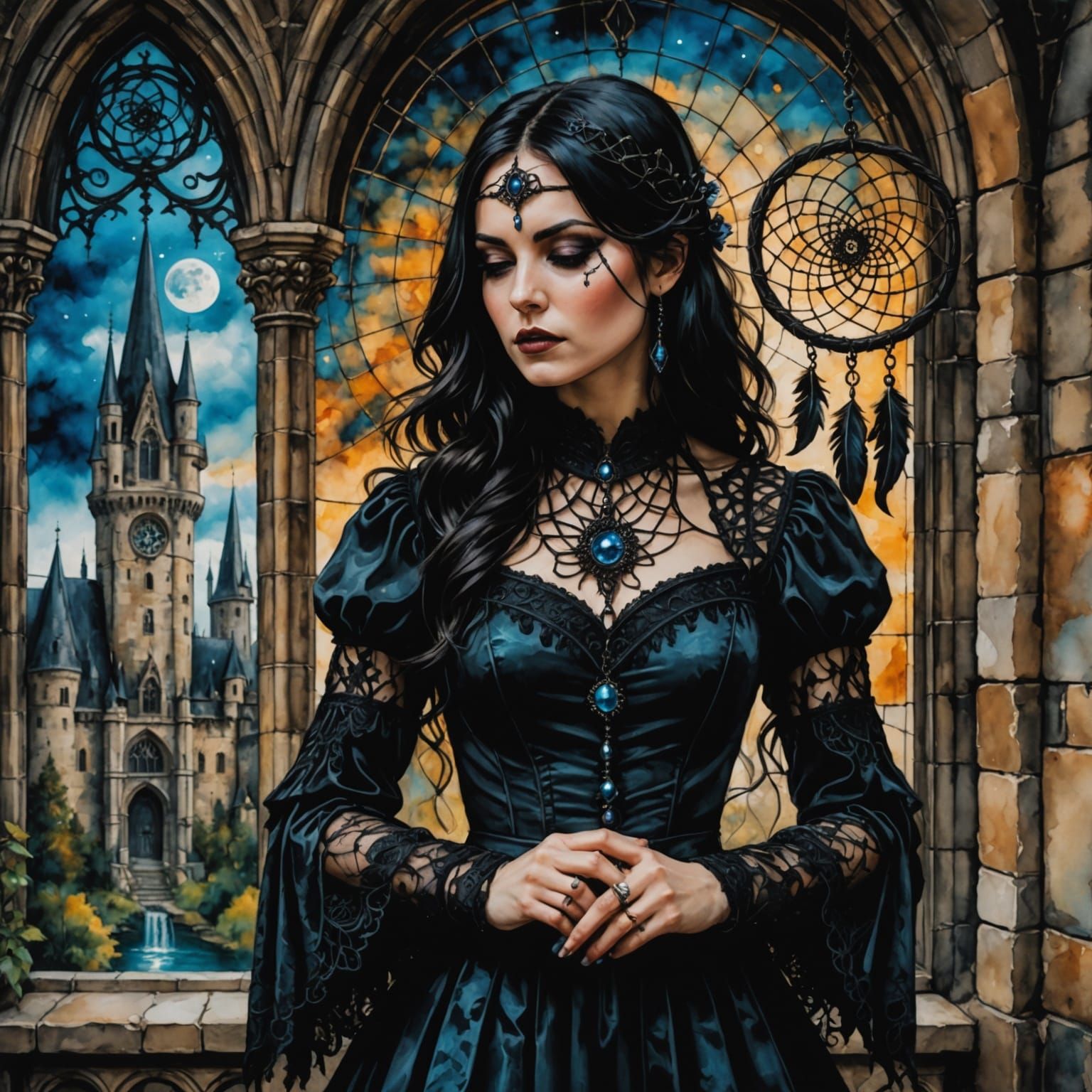 Gothic Goddess of Dreams in Dark Castle