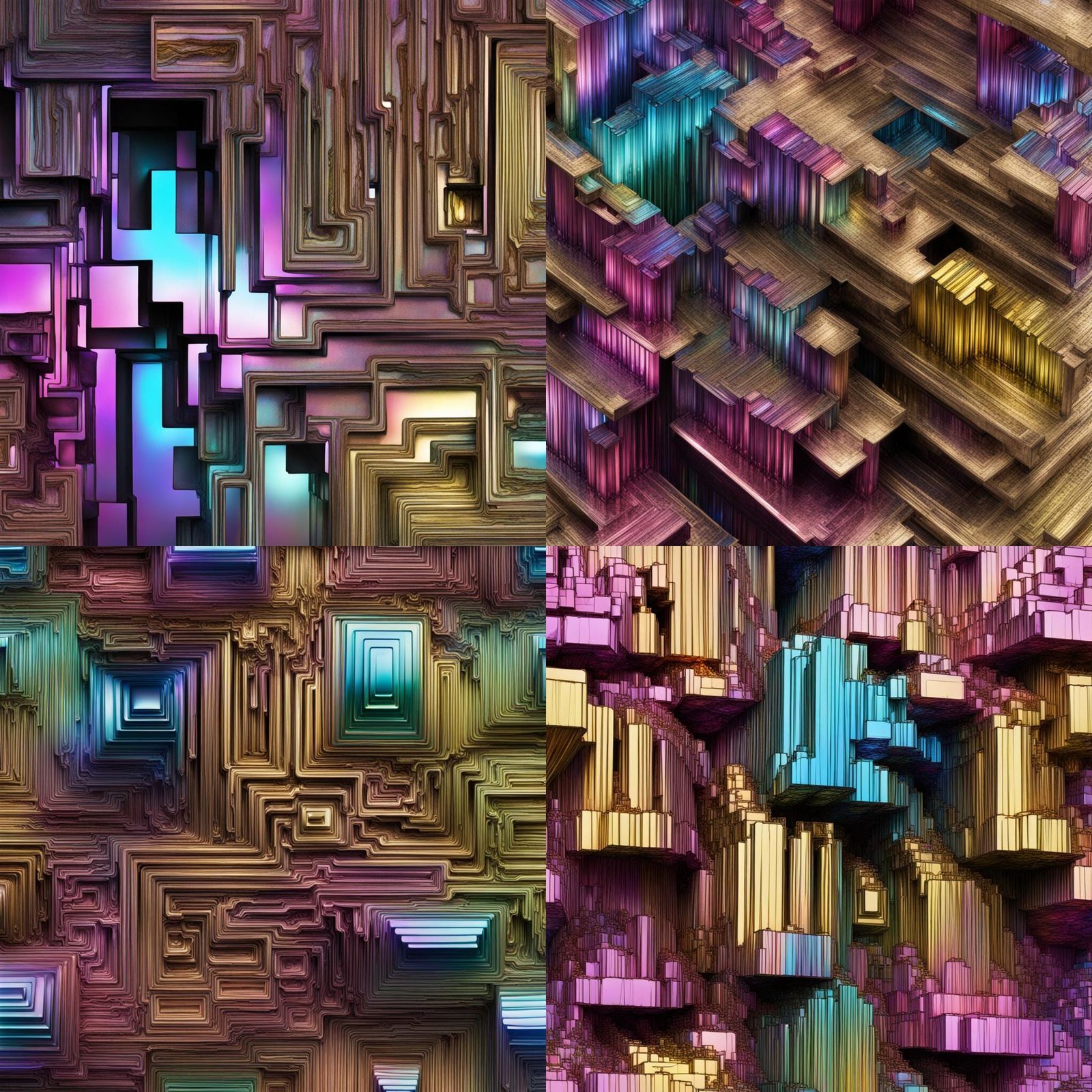 Colorful Bismuth Crystal Formation