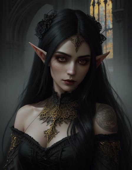 Gothic Elf Portrait in HDR Photography Style