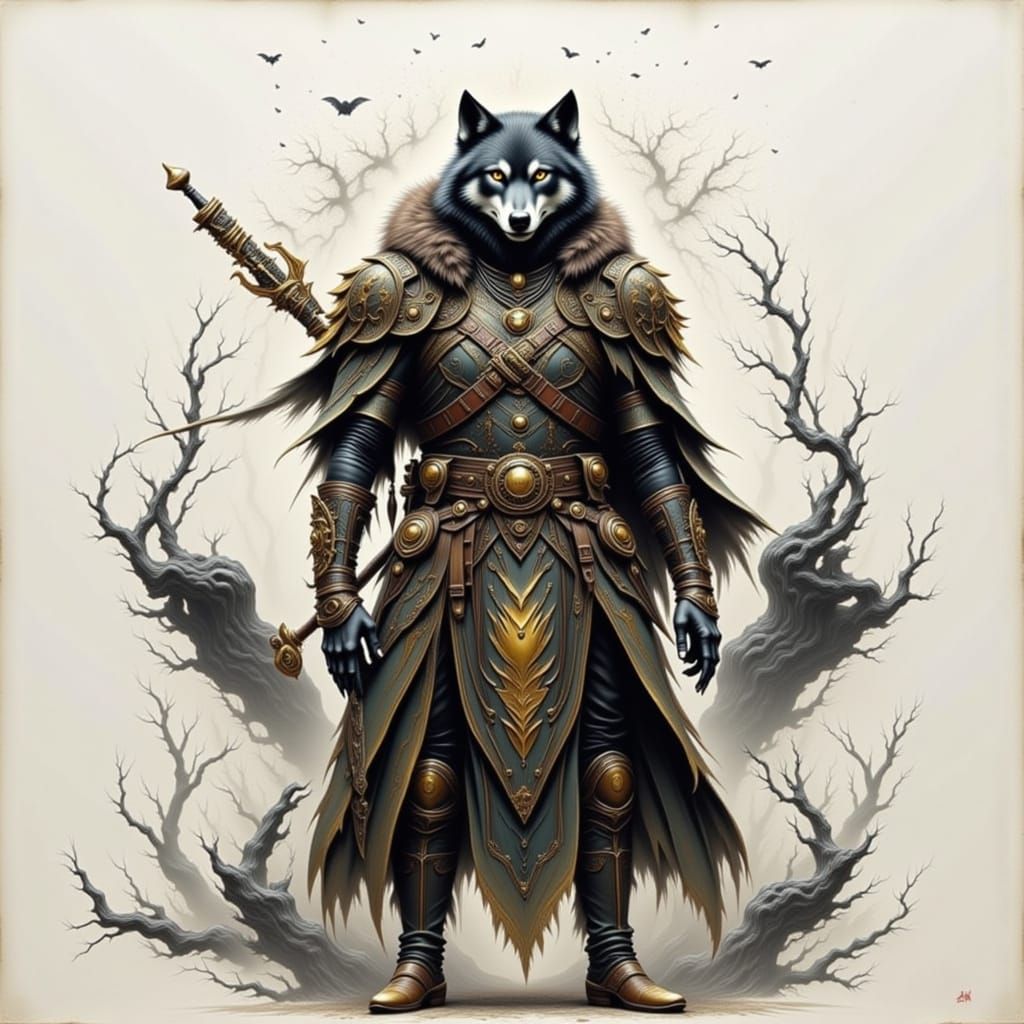 Majestic Wolf Portrait in Golden Light