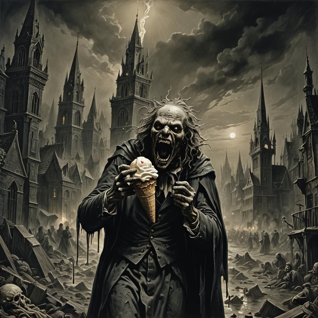 Ice Cream Man in Dark Fantasy Style