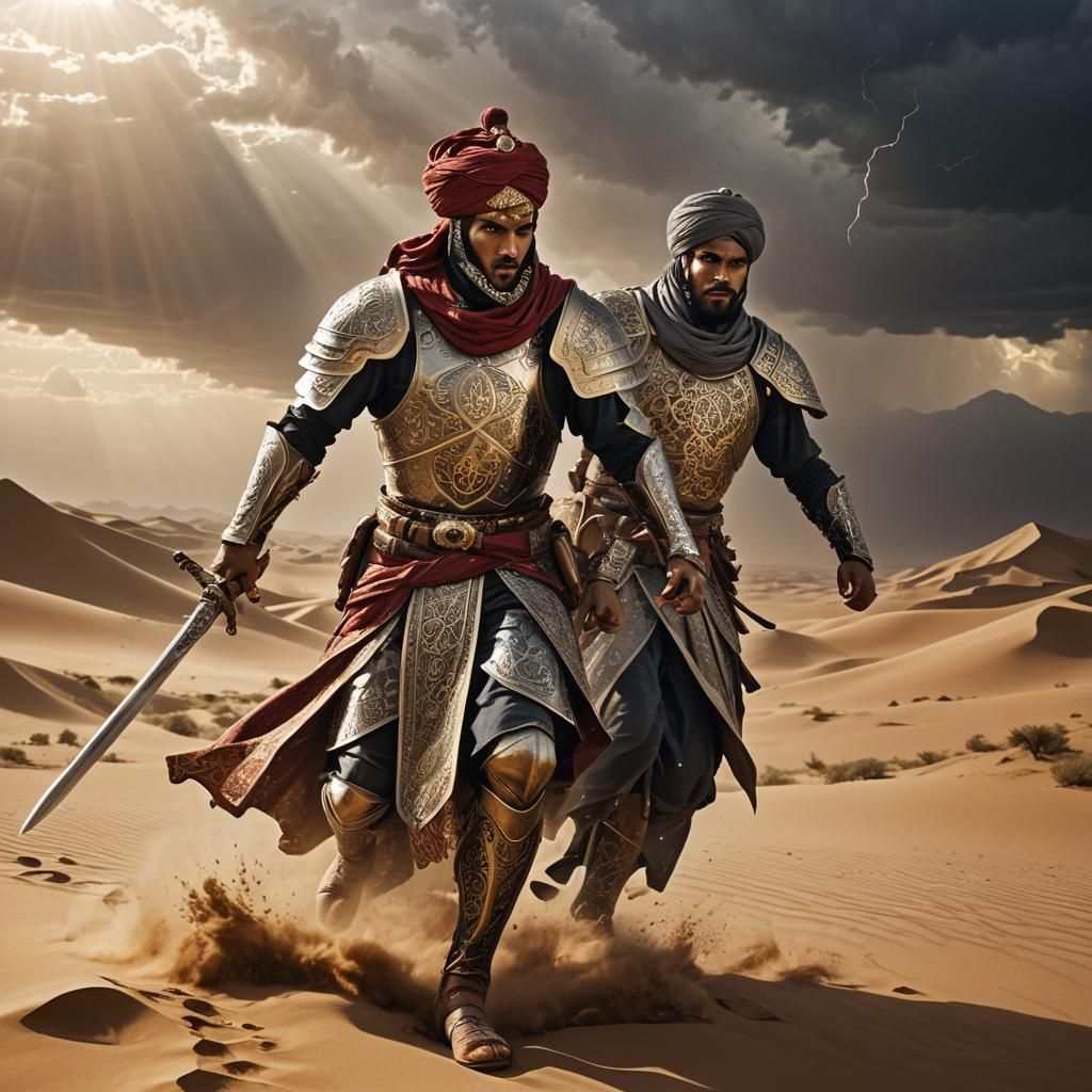 Muslim Warrior Charging Into Battle: Epic 3D Art