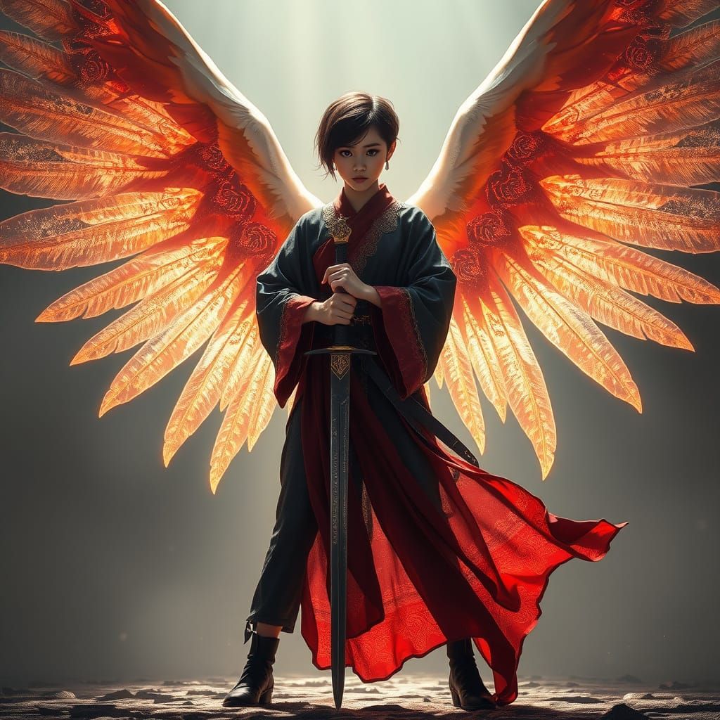 Thai Warrior Angel with Four Wings