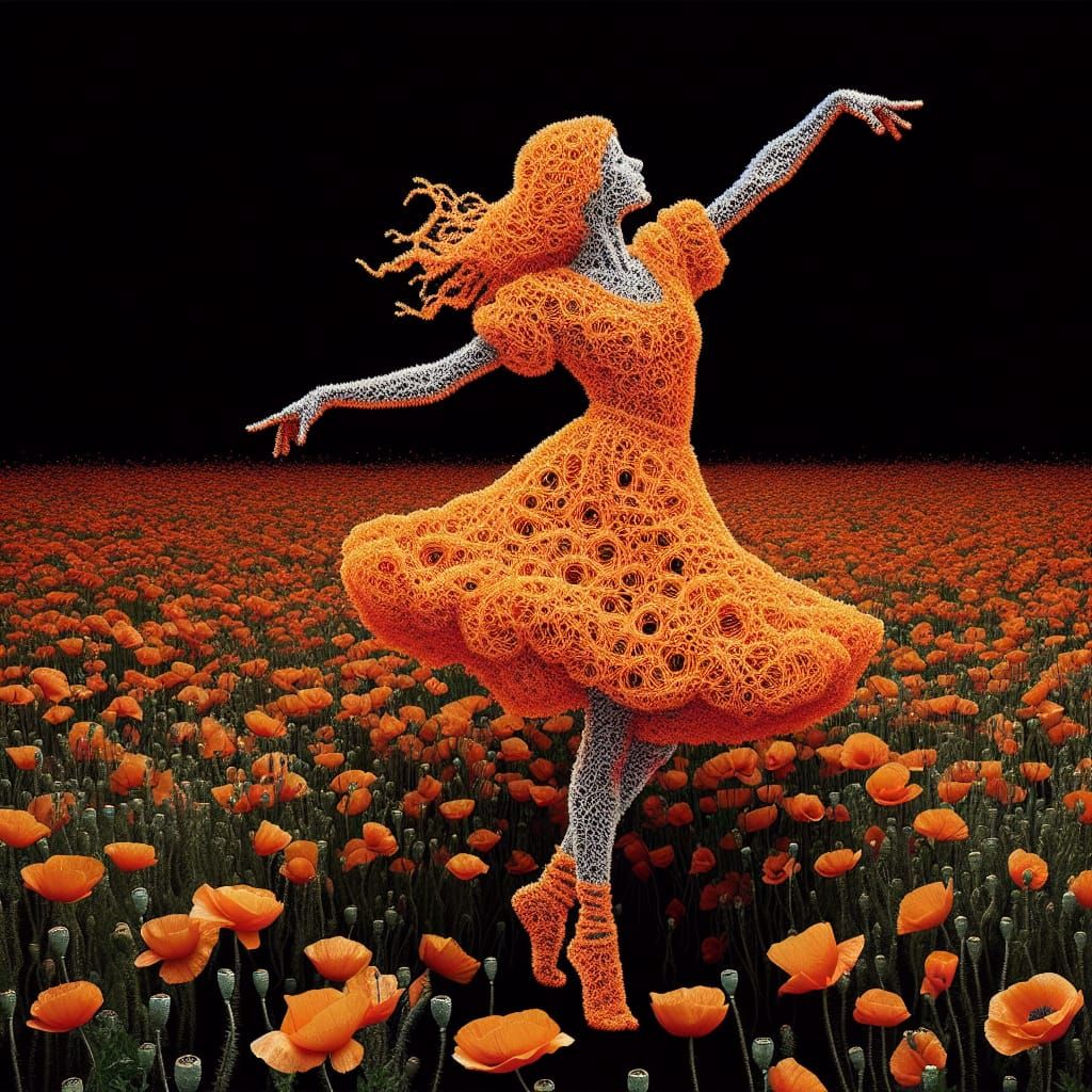 Dancing Floss Girl in Poppy Field
