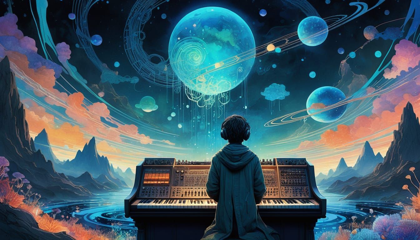 Ethereal Science Fiction Masterpiece in Vibrant Cosmic Scene