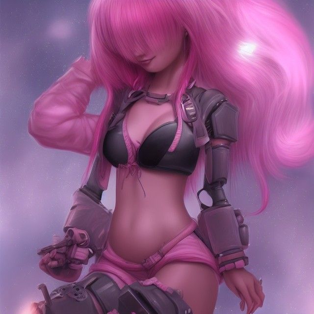 Cute Girl in Pink Sci-Fi Fantasy