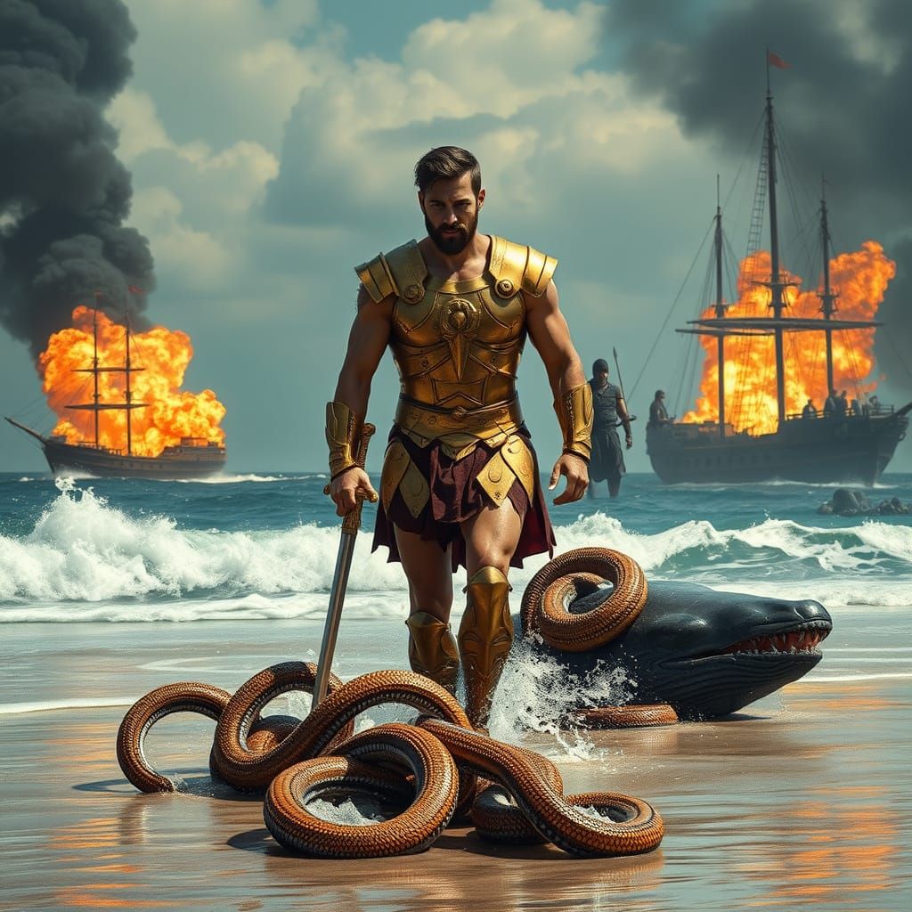 Golden Aquaman Emerges from Sardinian Seas in Epic Battle Sc...