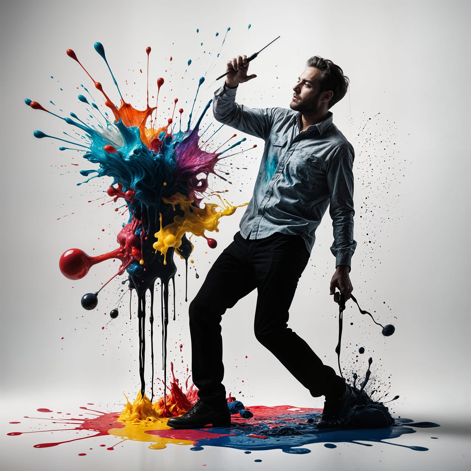 Surreal Ink Splatter Animation in Fauvism Style