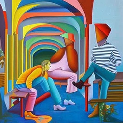 Colorful Surreal Naïve Art: Human Failings