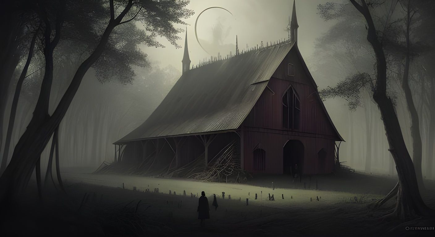 Horror Dreamscape: Bloody Church in Cornfield