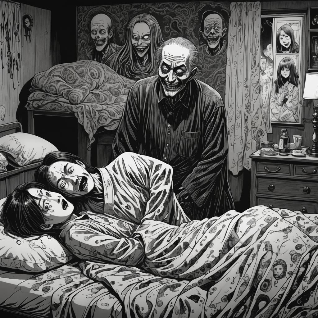 Eerie Manga Scene in Junji Ito Style